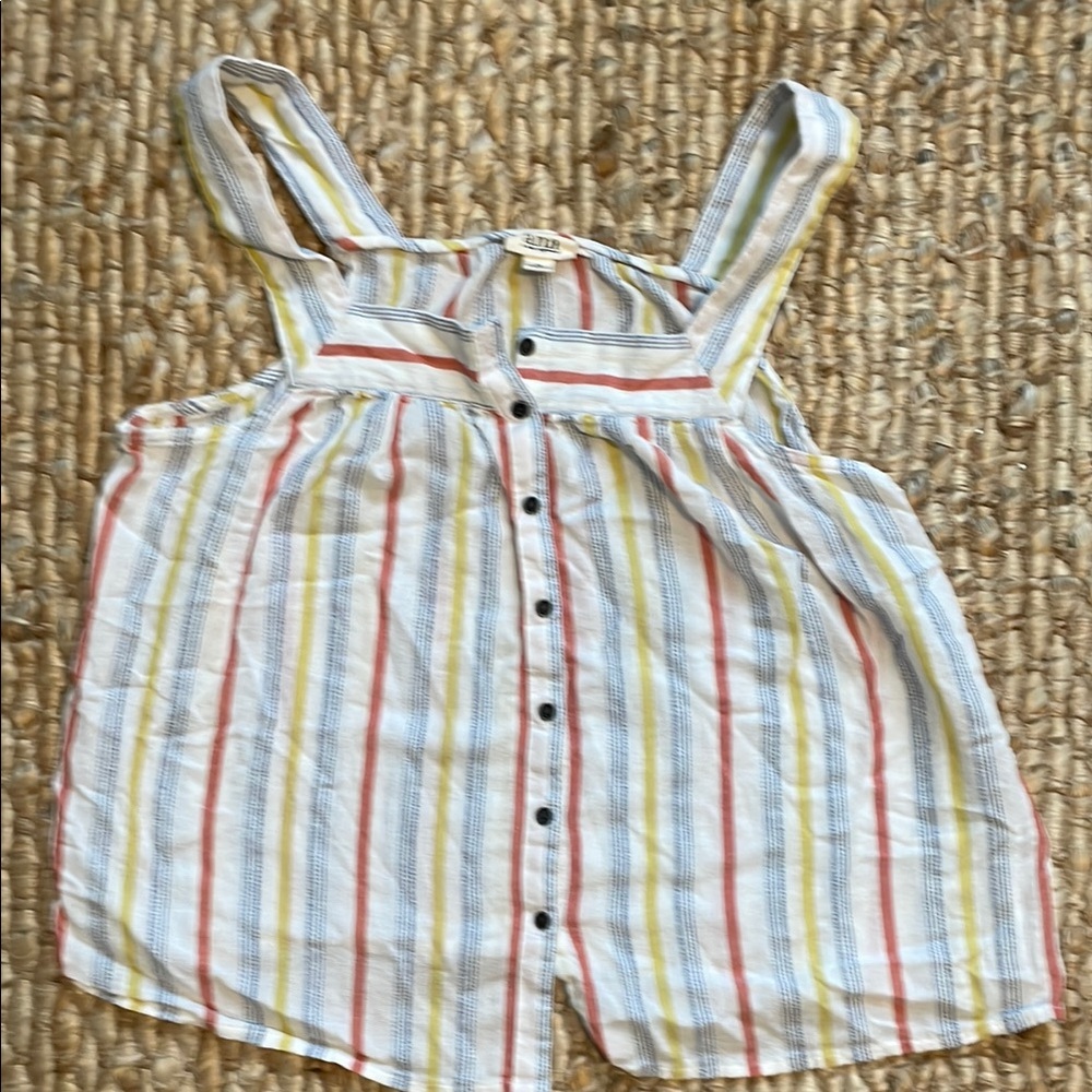 Striped Sleeveless Button-Up Top